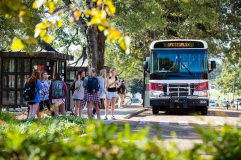 SMART Bus at a stop on MSU campus